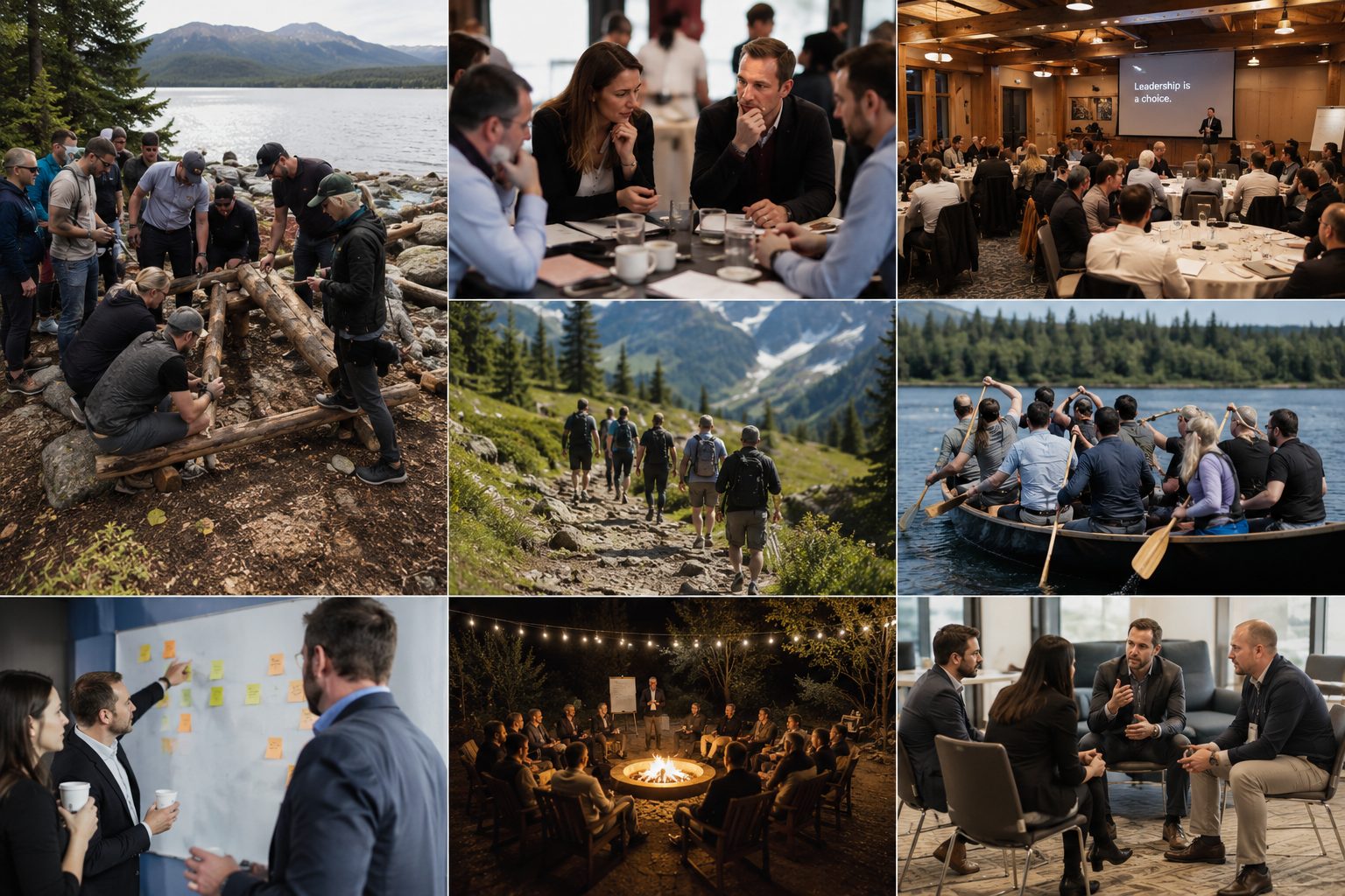 Leaders working through sessions, hikes and conversations during a Leadership Retreat edition